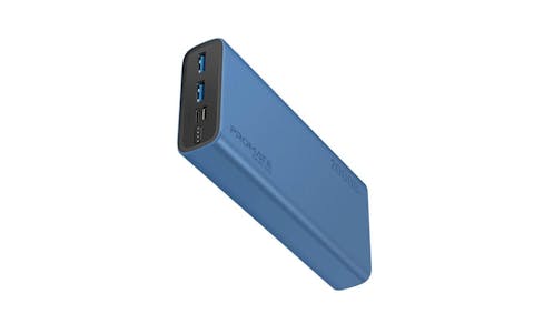 Promate Bolt-20 20,000mAh Compact Smart Charging Power Bank with Dual USB Output - Blue