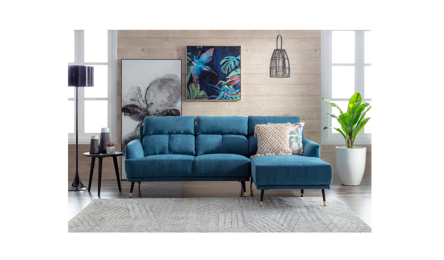 Amos L-Shape Fabric Sofa - Dark Green | Harvey Norman Malaysia