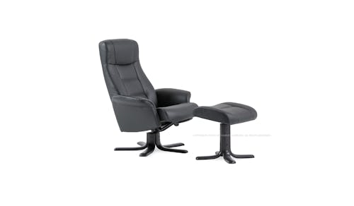 Scandi 122 Half Leather Relaxers Chair with Ottoman (Steel Flat StarBase)