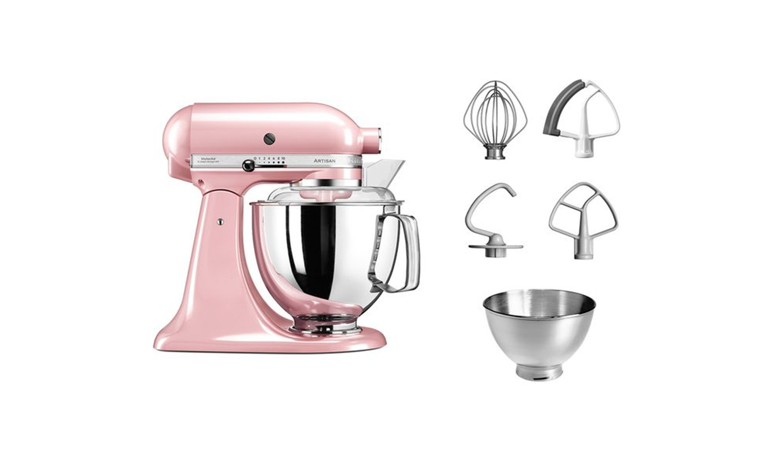 KitchenAid 5KSM175PSBSP 4.8L Artisan TiltHead Stand Mixer Silk Pink