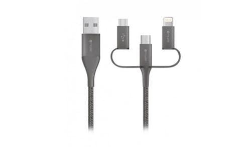Mazer ALU 1M 3-In-1 Micro+Lightning+USB-C Cable - Grey