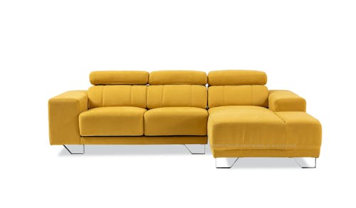 Aidil Fabric L-Shaped Sofa with Adjustable Headrest & Extendable Seats - Mango Yellow (IMG 1)