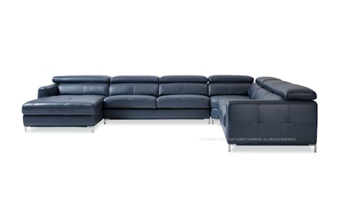 Elio Statement Corner Sofa Set with Adjustable Headrest & Extendable Seats - Indigo Blue (IMG 1)