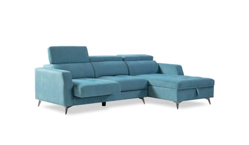 Asolo L-Shape Fabric Sofa with Storage and Adjustable Headrest - Plasid Blue (IMG 1)