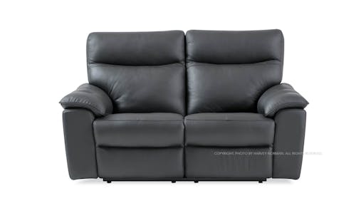Cabbian Full Leather 2 Seater Recliner Sofa - Black (IMG 1)