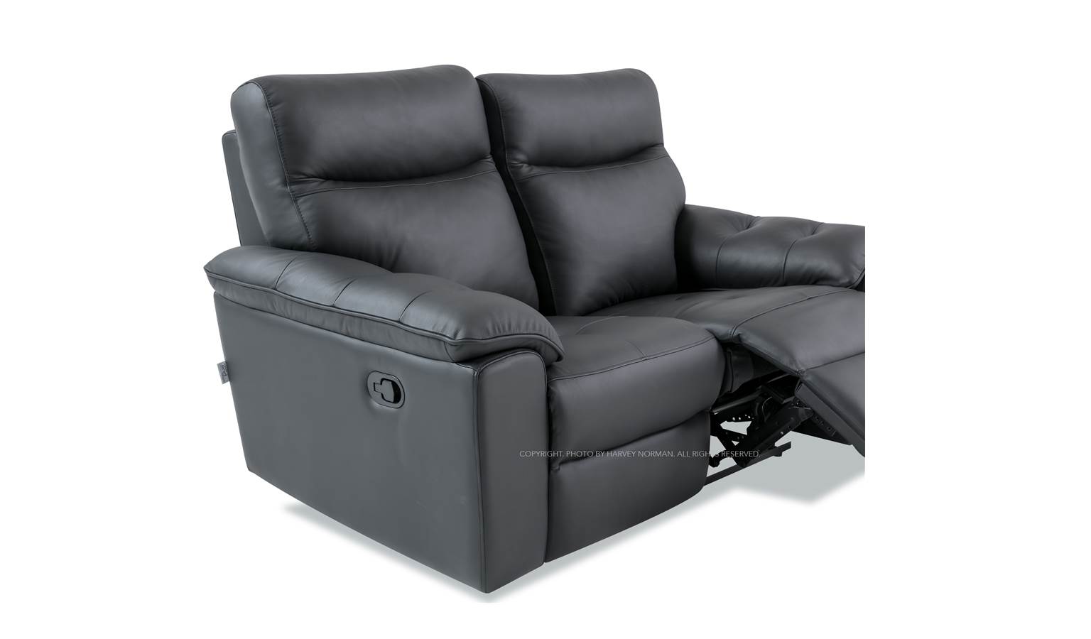 Cabbian Full Leather 2 Seater Recliner Sofa - Black (IMG 3)