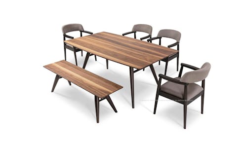 Parkly Rectangle Dining Table with 4 Dining Chairs and 1 Dining Bench (IMG 1)
