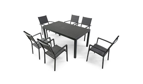 Bon 1+6 Rectangle Dining Table with 6 Dining Chairs - Gun Metal (IMG 1)