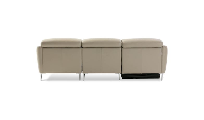 Calvino Full Leather L-Shaped Sofa with Adjustable Headrest & 1 Power Recliner Seat - Light Grey (IMG 3)
