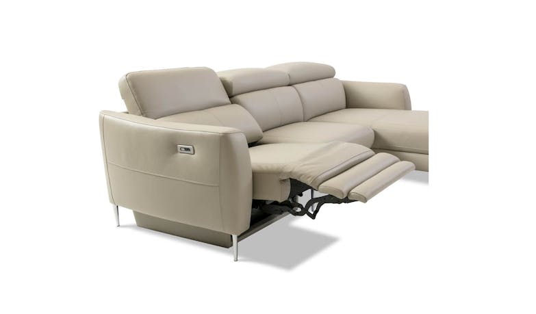 Calvino Full Leather L-Shaped Sofa with Adjustable Headrest & 1 Power Recliner Seat - Light Grey (IMG 6)