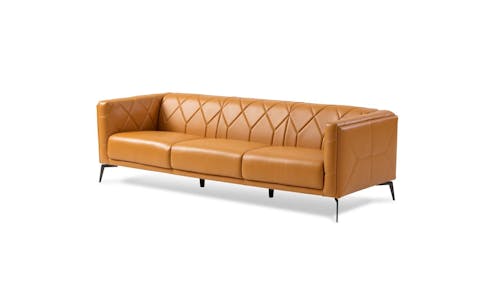 Cassia Full Leather Fixed Seater Sofa - Gold (IMG 1)
