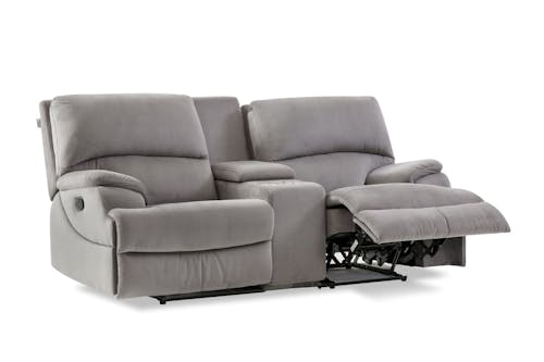 Doice Easy Clean Fabric 2 Seater Manual Recliner Sofa with Console Table - (IMG 1)