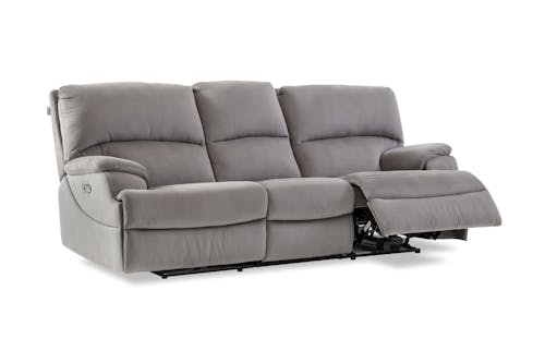 Doice Easy Clean Fabric 3 Seater Power Recliner Sofa with Console Table - Silver (IMG 1)