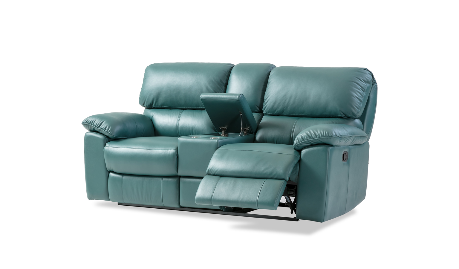 green leather reclining sofa