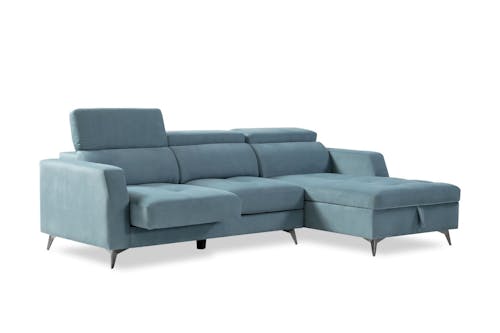 Asolo L-Shape Fabric Sofa with Adjustable Headrest and Extendable Seats