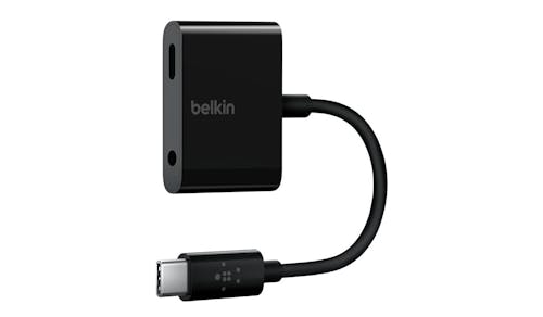 Belkin RockStar 3.5mm Audio + USB-C Charge Adapter - Black