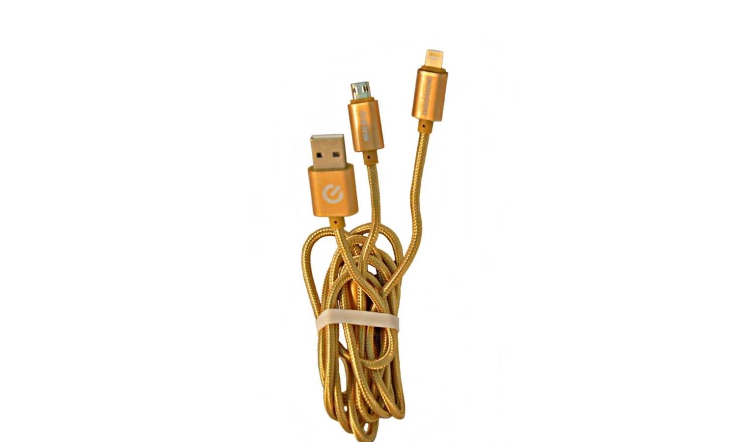 Grenosis GS-ABD01 2 in 1 Charging Braided Cable - Gold