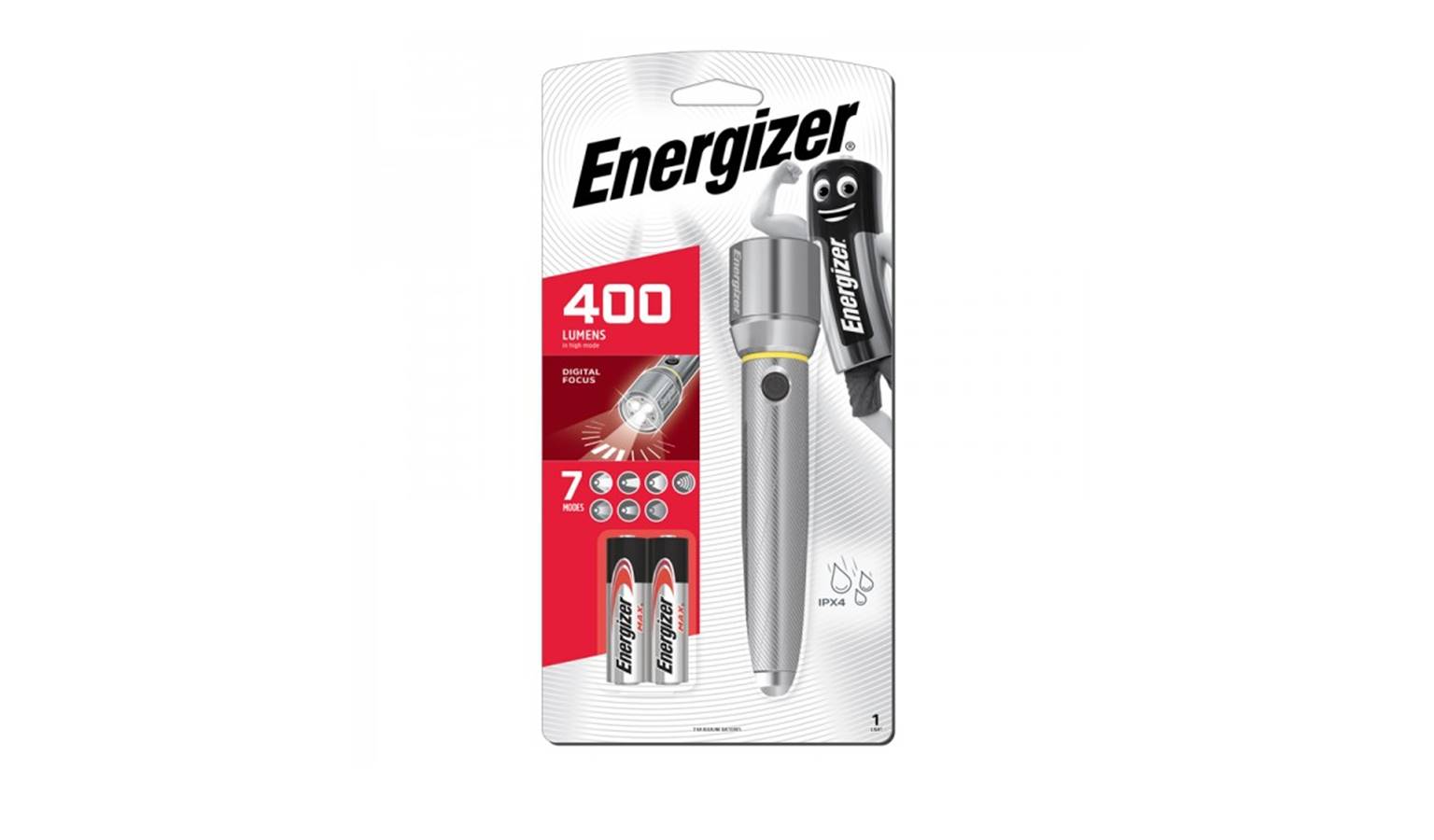 Energizer Vision HD Metal 2AA 400L LED Flashlight (PMZH2)