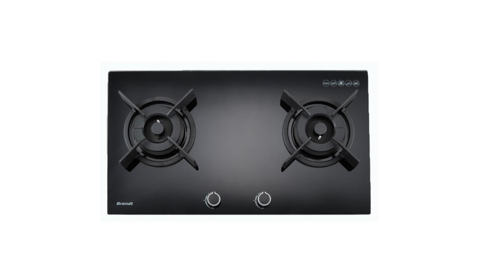 Brandt 2 Burner Gas Hob with 90cm Wall Mounted Extractor Hood Harvey