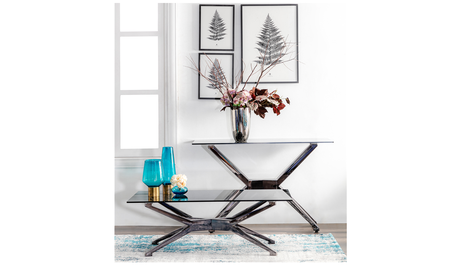 TAJA 4FT Rectangle Glass Console Table Black Harvey Norman Malaysia