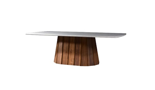 PIAZZA 6FT Rectangle Marble Dining Table -  Natural, Walnut