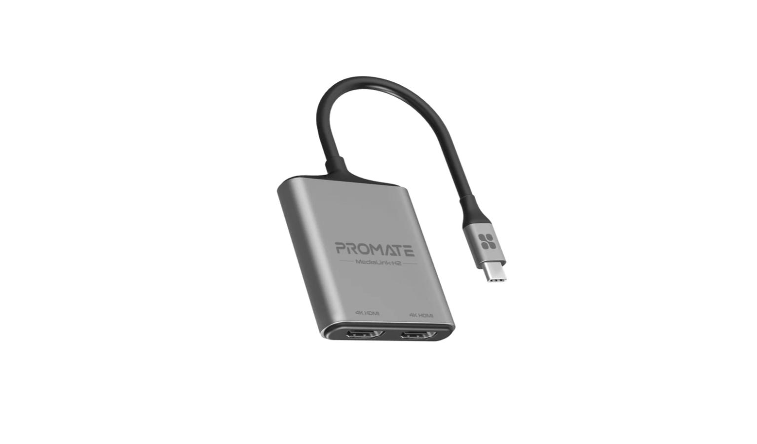 Promate MediaLinkH2 4K High Definition USBC to Dual HDMI Adapter