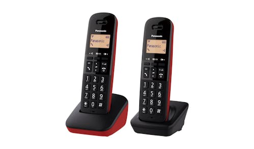 Panasonic Digital Cordless Phone With Nuisance Call Block (Twin Pack) - Red (KX-TGB31ML2R)