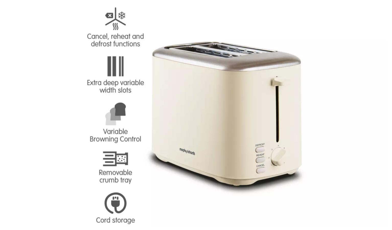 Morphy Richards Equip 2 Slice Toaster Cream (222065) Harvey Norman