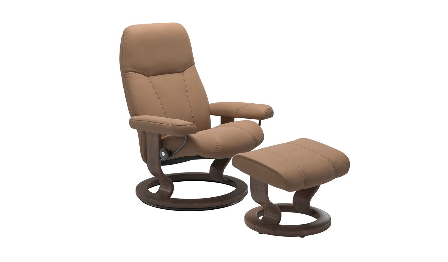 Stressless Consul Classic Assembled Chair With Ottoman - Latte