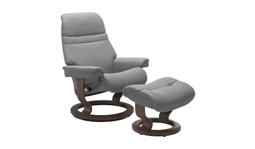 Stressless Sunrise Classic Assembled Chair With Ottoman - Wild Dove