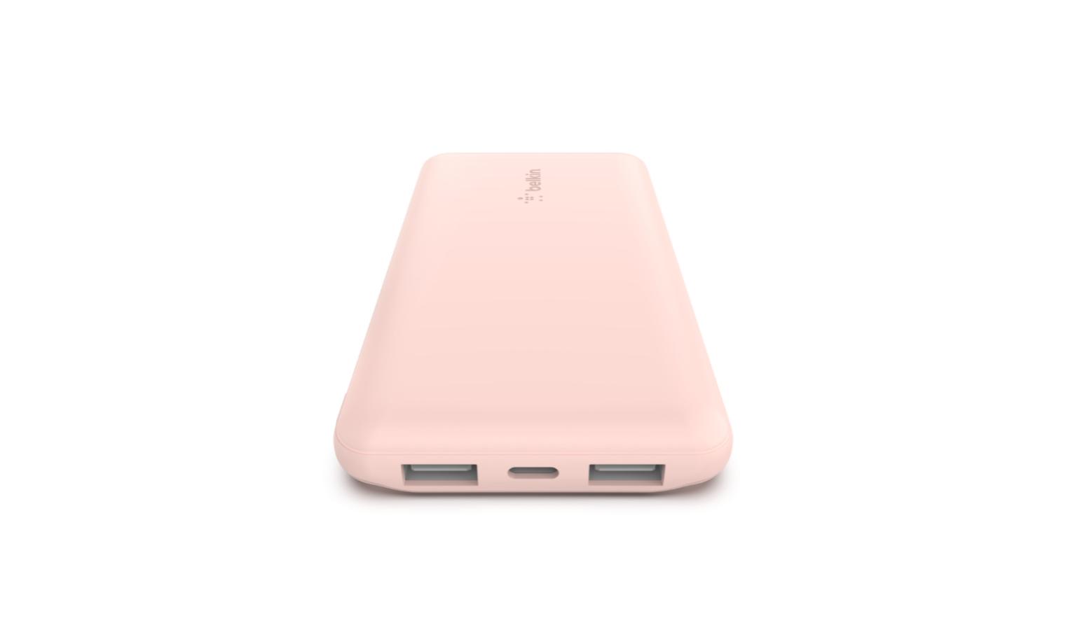 Belkin 10K 15w 3Port Power Bank with USBA to USBC Cable Rose Gold