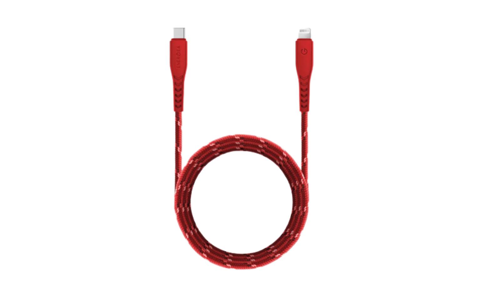 Energea NyloFlex 1.5M Lightning to USBC Cable Red Harvey Norman