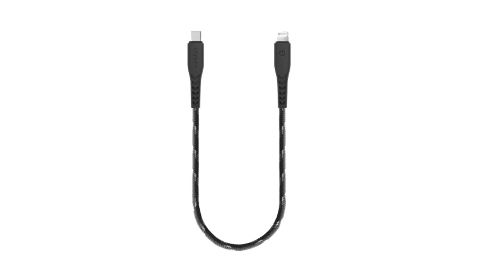 Energea NyloFlex 30CM Lightning to USB-C Cable - Black