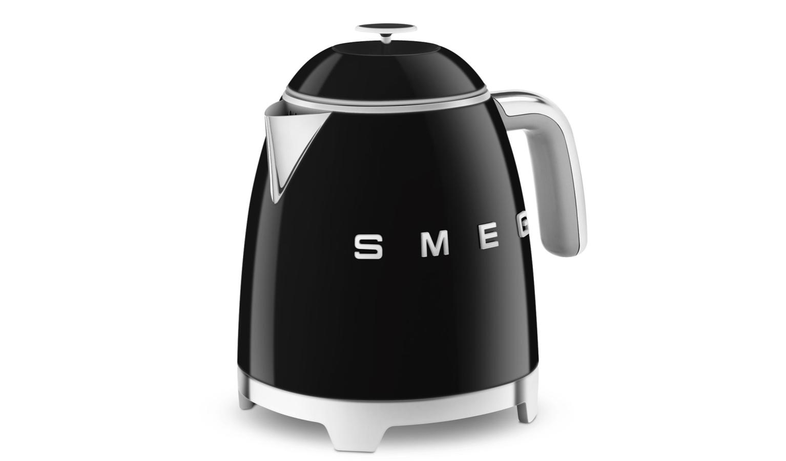 SMEG 50's Retro Style Mini Kettle Black (KLF05BL) Harvey Norman