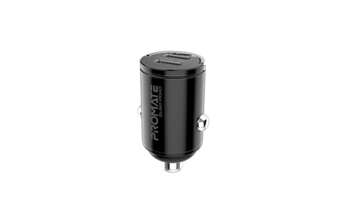Promate Bullet-PD40 RapidCharge™ 40W Car Charger with Dual USB-C Power Delivery Ports
