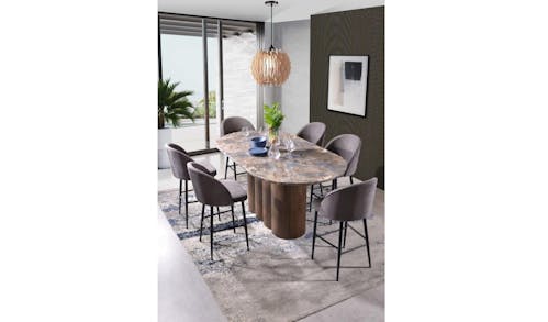 Tossa Marble Island Dining Table - Chocolate