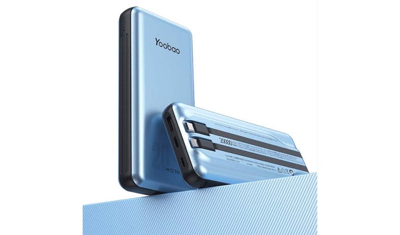 Yoobao LC6 20000mAH Ultra-Thin Built-in Cable Quick Charge Power Bank - Blue