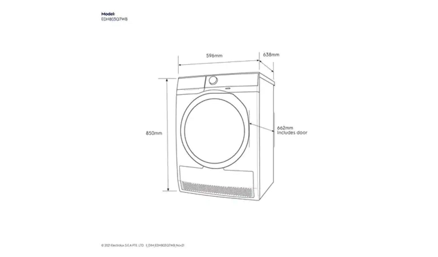 Electrolux UltimateCare 700 8kg Heat Pump Dryer (EDH803Q7WB) Harvey