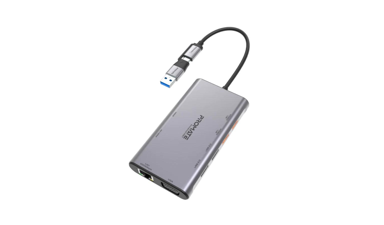 Promate PrimeHub-MST 9-in-1 MST Triple Display Super Speed Multi-Port Hub