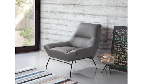 Lela Leather Arm Chair - Dark Grey