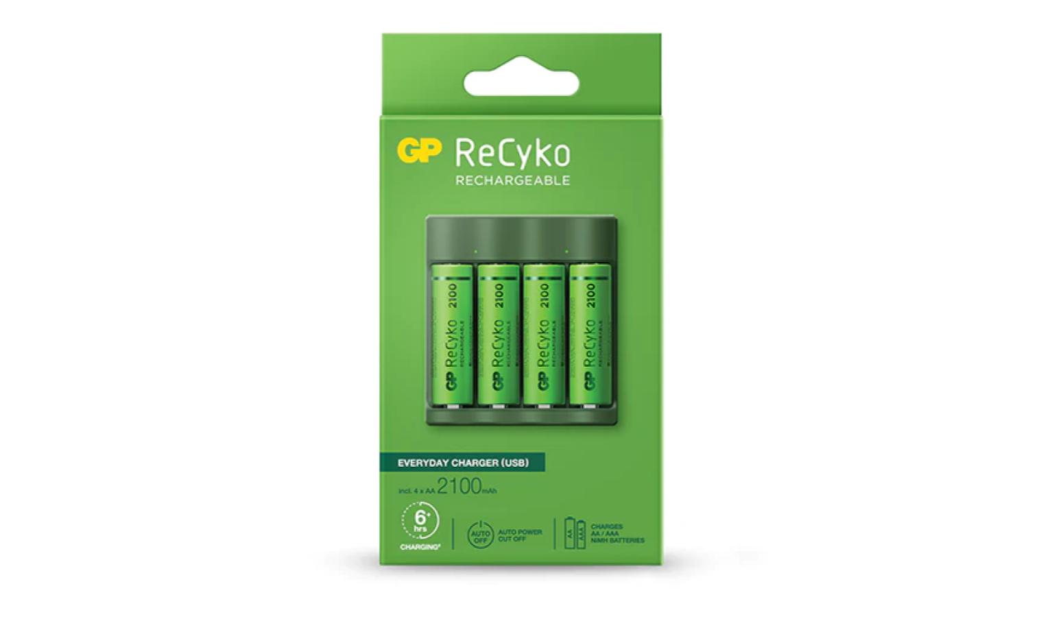 GP ReCyko Everyday Charger (USB) B421 4slot NiMH with 4 x AAA 2100mAh