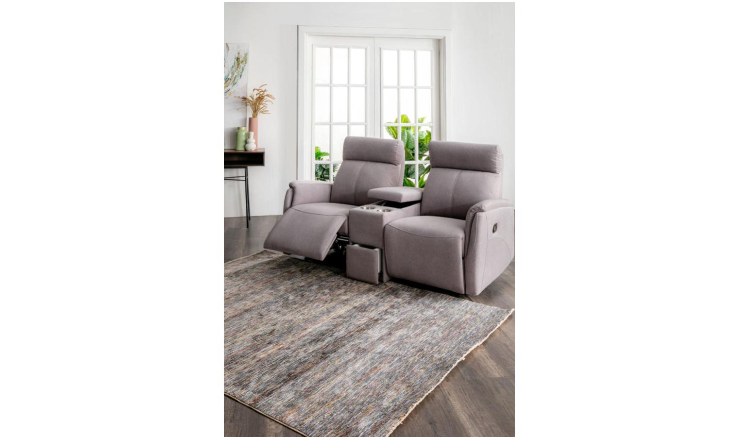 Helena Fabric 3 2 Seater Manual Recliner Sofa with Storage Grey