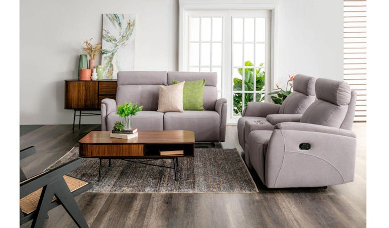 Helena Fabric 3+2 Seater Manual Recliner Sofa with Storage - Grey