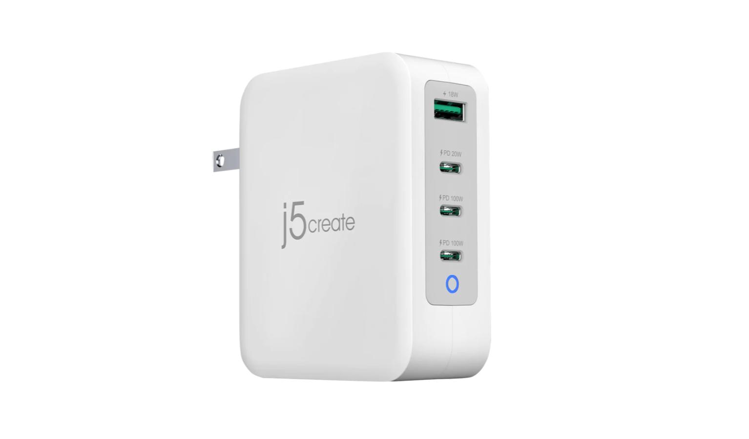 J5 Create 130W GaN USB-C® 4-Port Charger - White (JUP43130)