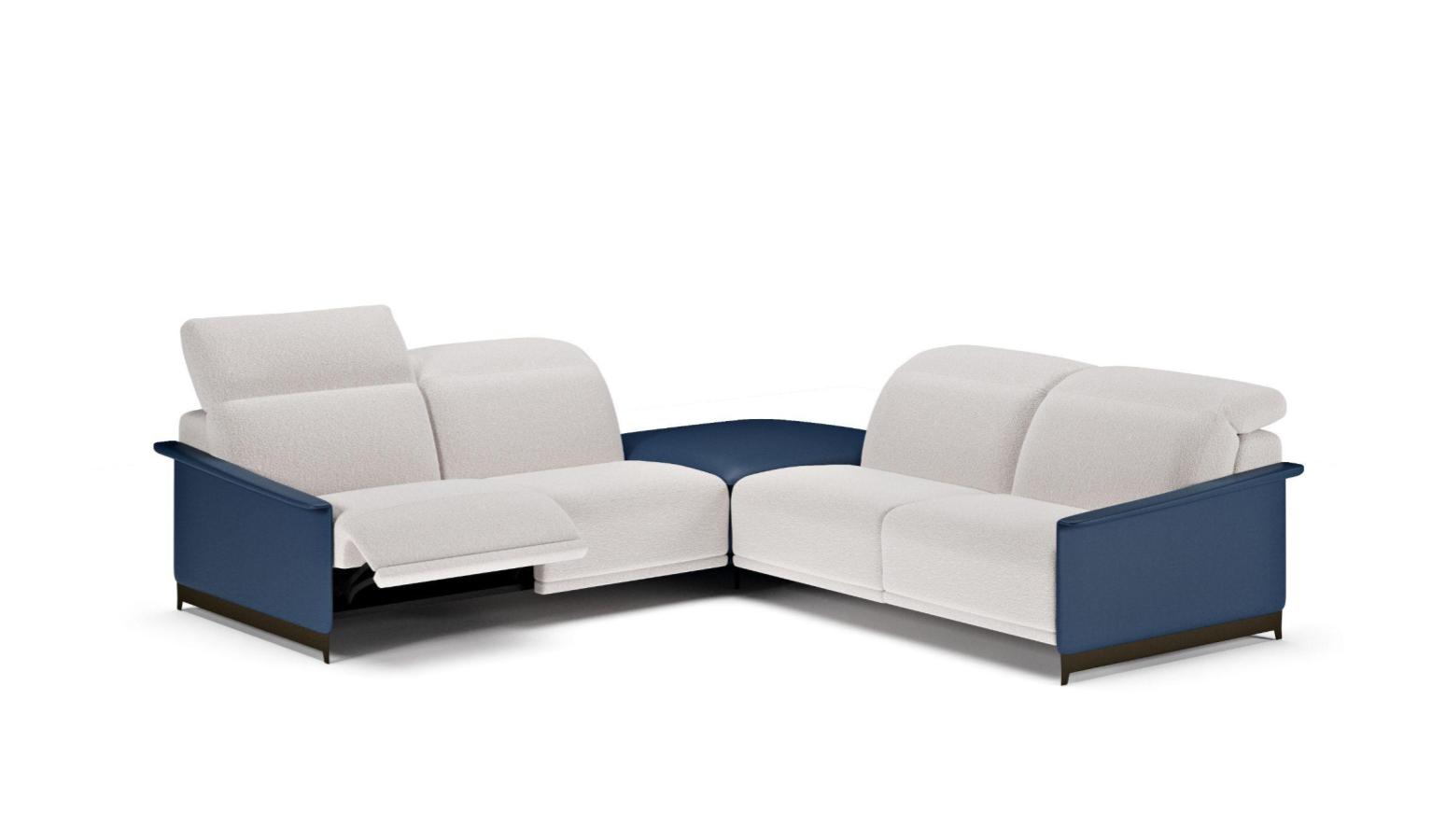 ELECTRA Italy 4 Seater Power Recliner with Corner Sofa - Light Grey
