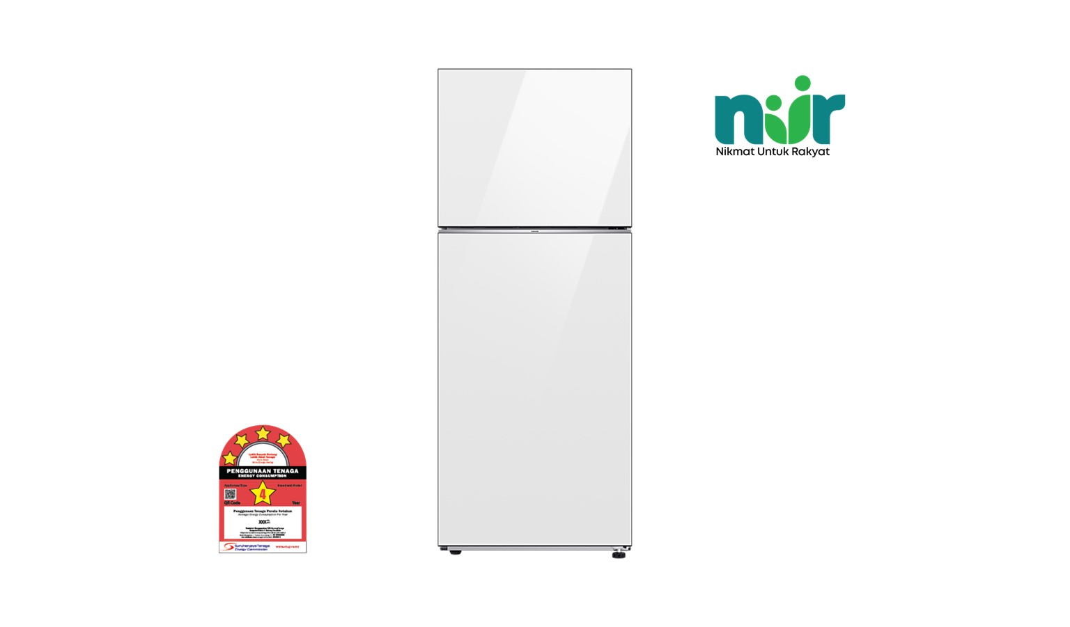Samsung Bespoke 427L Top Mount Refrigerator - Clean White with Top Clean White (RT-42CB664412ME)