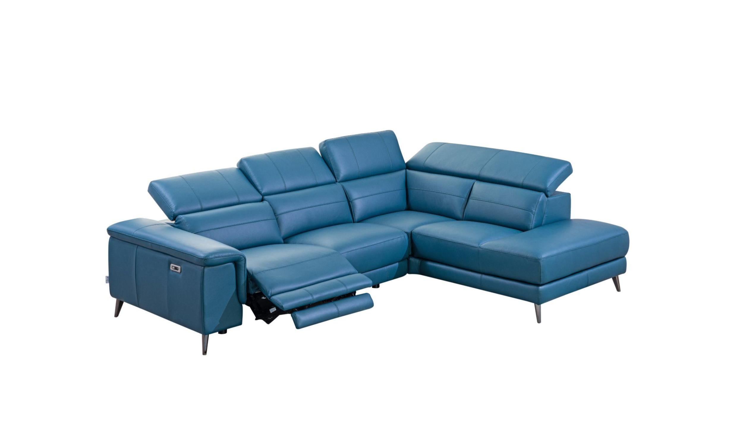 Lucas Leather Corner Shaped Sofa including Chaise with Adjustable