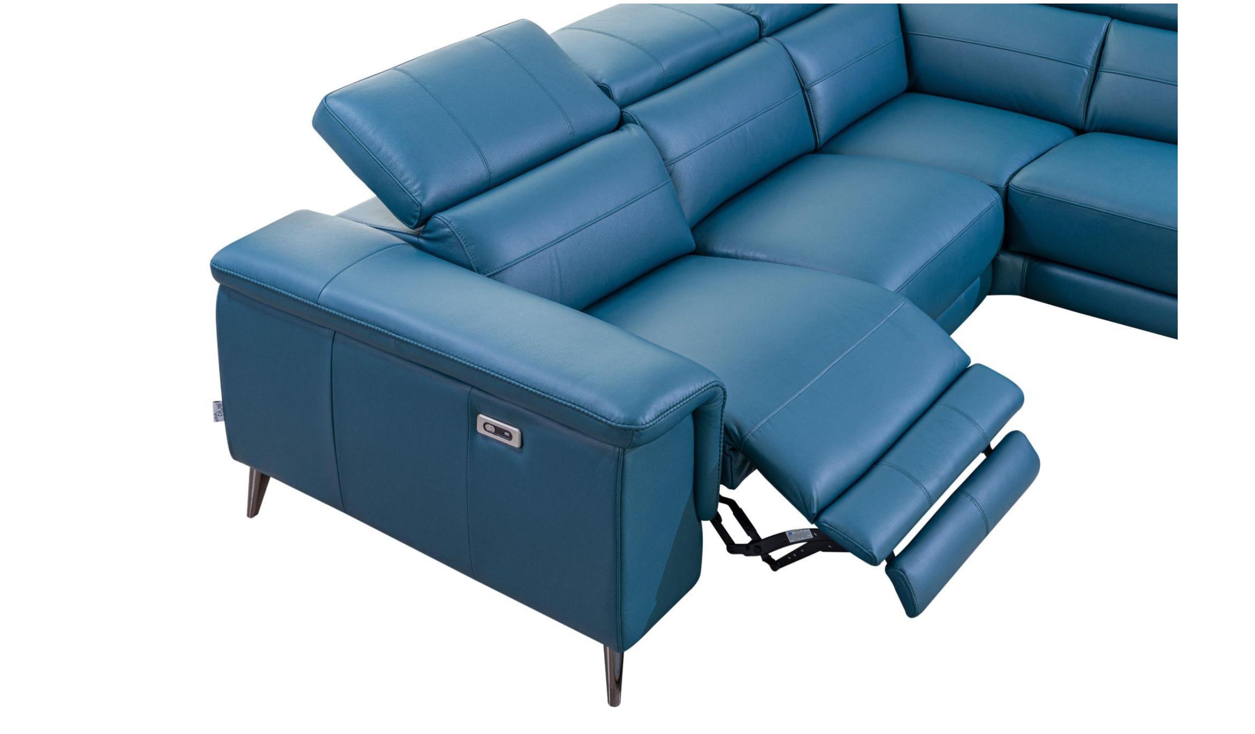 Lucas Leather Corner Shaped Sofa including Chaise with Adjustable