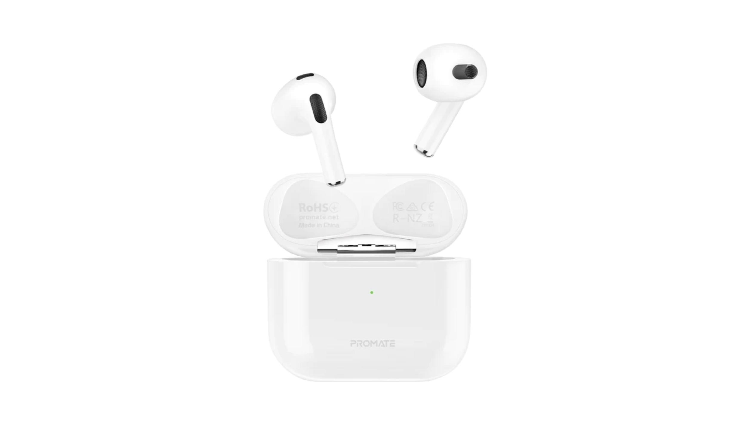 Promate FreePods 2 High Fidelity Sleek TWS Earbuds with IntelliTouch White