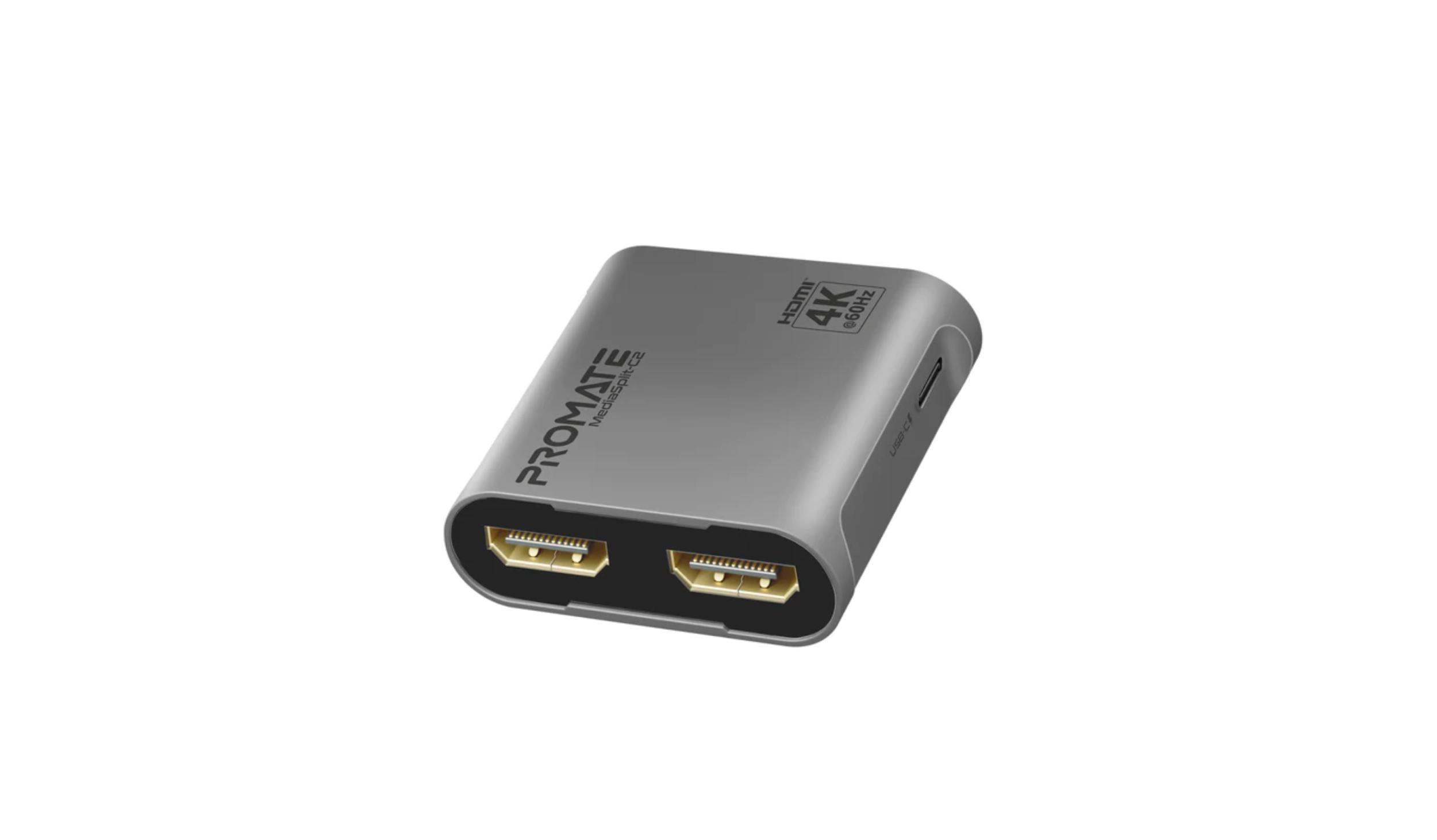 Promate MediaSplitC2 4K60Hz HDMI Splitter with Dual HDMI Output